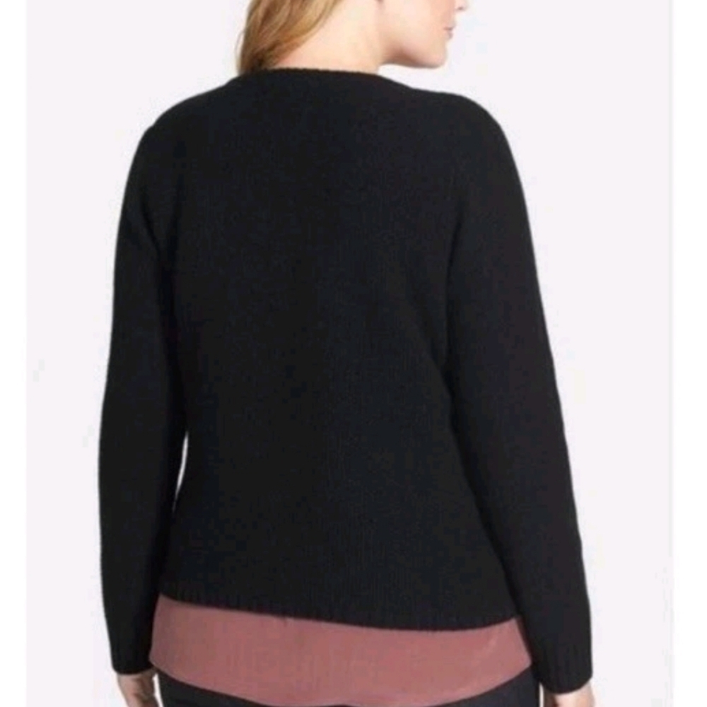 Eileen Fisher Black Yak Wool Leather Trim Textured Jacket Sweater Cardigan NWOT - Picture 2 of 16